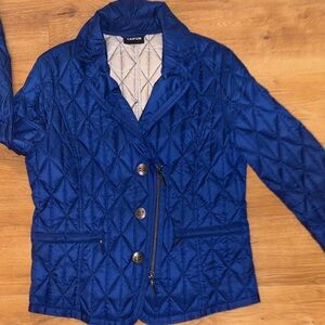Women's Quilted Puffer Blazer Jacket in Cobalt Blue